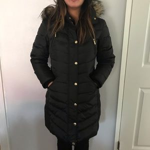 Michael Kors Petite Faux-Fur-Trim Down Puffer Coat